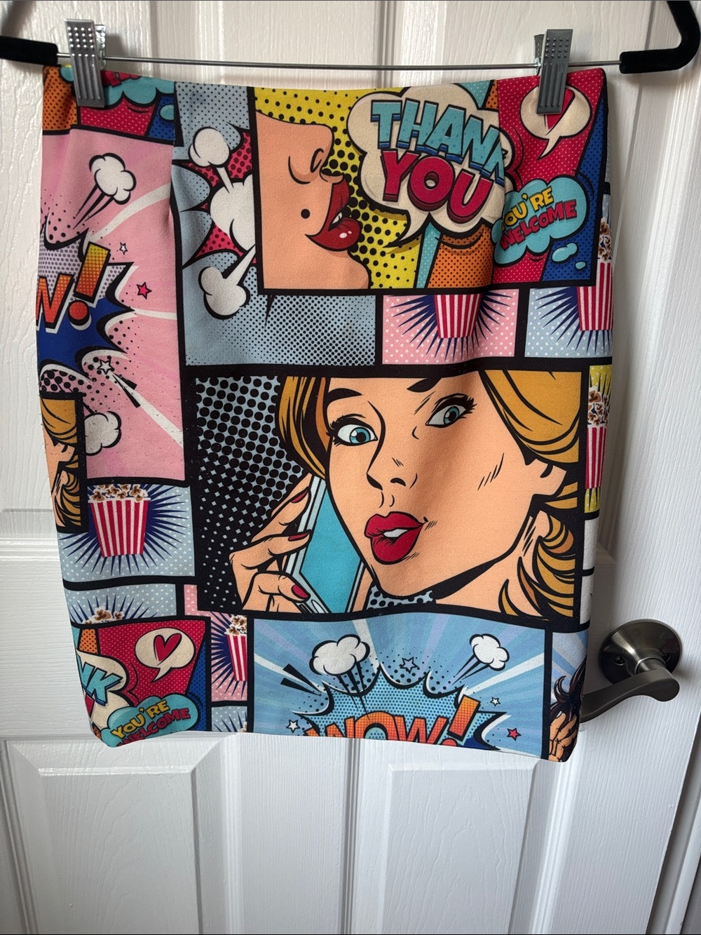 Pop Art Comic Print Pencil Skirt - Multicolor